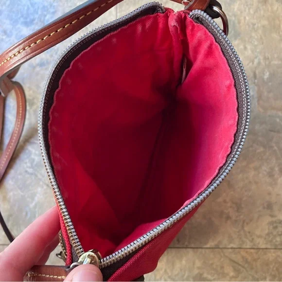 Dooney&Bourke nylon north south triple zip Red Crossbody Bag - Picture 9 of 14